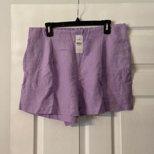 LOFT Linens Shorts size L brand new with tags beautiful lilac color inseam 4”